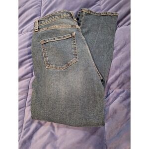Frayed Jeans Straight Leg Jeans Womens 26 Blue Distressed High Rise Denim
